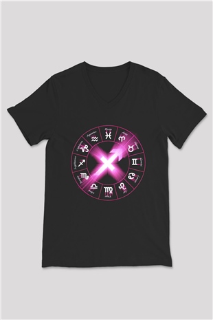 Astrolog Siyah Unisex V Yaka Tişört T-Shirt