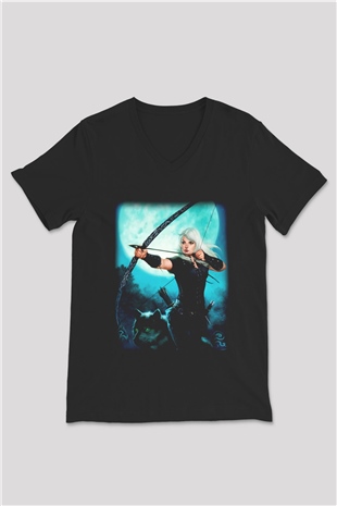 Astrolog Siyah Unisex V Yaka Tişört T-Shirt