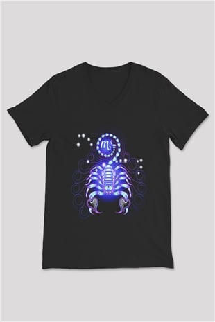 Astrolog Siyah Unisex V Yaka Tişört T-Shirt
