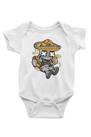 Astronaut Skull Of The Dead Baskılı Unisex Beyaz Bebek Body - Zıbın