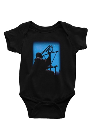 Astronom Baskılı Siyah Bebek Body - Zıbın