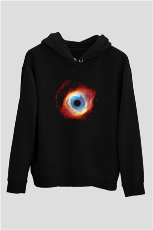 Astronom Siyah Unisex Kapşonlu Sweatshirt