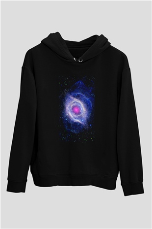 Astronom Siyah Unisex Kapşonlu Sweatshirt