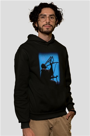 Astronom Siyah Unisex Kapşonlu Sweatshirt