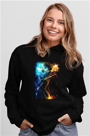 Astronom Siyah Unisex Kapşonlu Sweatshirt