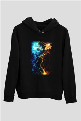Astronom Siyah Unisex Kapşonlu Sweatshirt