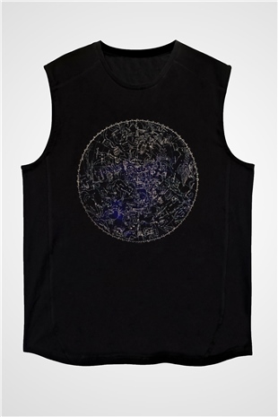 Astronom Siyah Unisex Kolsuz Tişört
