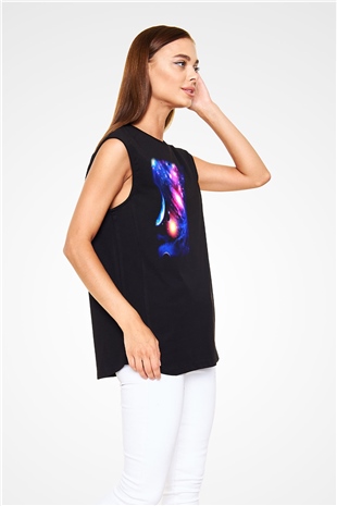 Astronom Siyah Unisex Kolsuz Tişört