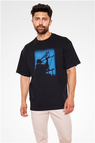 Astronom Siyah Unisex Oversize Tişört T-Shirt