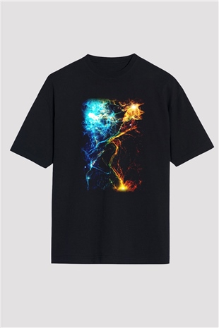 Astronom Siyah Unisex Oversize Tişört T-Shirt