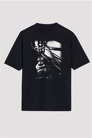 Astronom Siyah Unisex Oversize Tişört T-Shirt