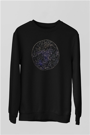Astronom Siyah Unisex Sweatshirt