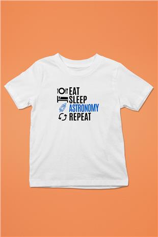 Astronomi Baskılı Unisex Beyaz Çocuk Tişörtü - Tshirt