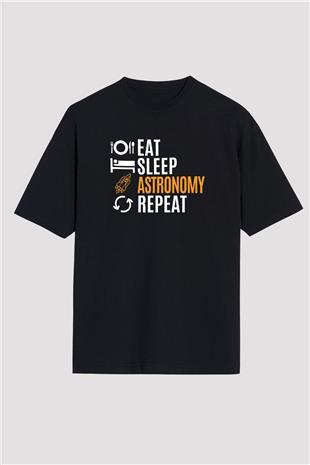 Astronomi Baskılı Unisex Oversize Tişört - Tshirt