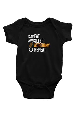 Astronomi Baskılı Unisex  Siyah Bebek Body - Zıbın