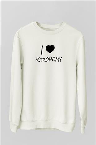 Astronomi Sevenler Baskılı Unisex Ekru Sweatshirt
