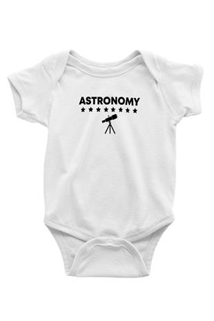 Astronomi Teleskop Baskılı Beyaz Bebek Body - Zıbın
