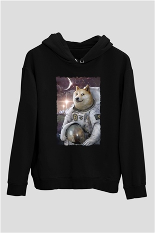 Astronot HuskySiyah  Unisex Hoodie