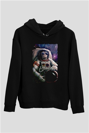 Astronot MaymunSiyah  Unisex Hoodie