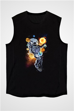 Astronot Siyah Unisex Kolsuz Tişört