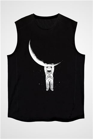 Astronot Siyah Unisex Kolsuz Tişört