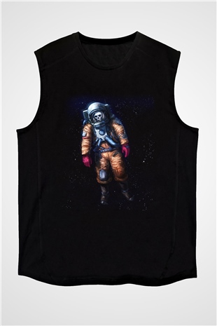 Astronot Siyah Unisex Kolsuz Tişört