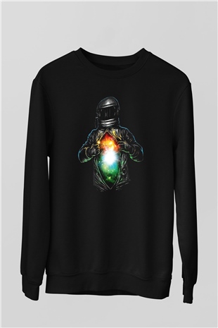 Astronot Siyah Unisex Sweatshirt