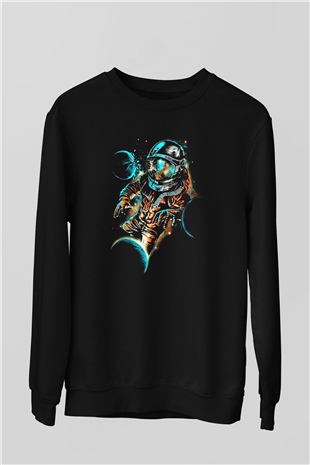 Astronot Siyah Unisex Sweatshirt