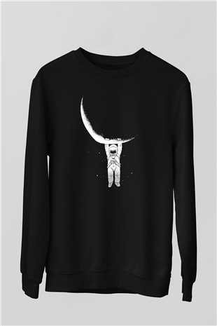 Astronot Siyah Unisex Sweatshirt