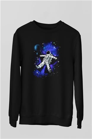 Astronot Siyah Unisex Sweatshirt