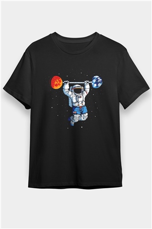 Astronot Siyah Unisex Tişört T-Shirt - TişörtFabrikası