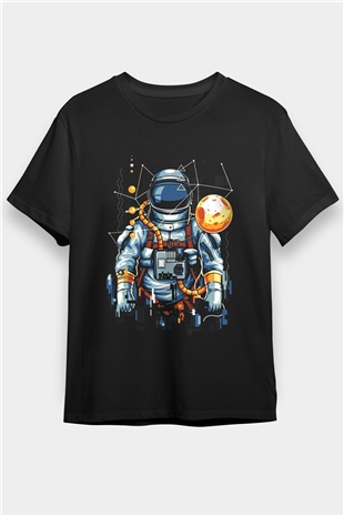 Astronot Siyah Unisex Tişört T-Shirt - TişörtFabrikası