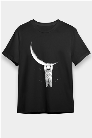 Astronot Siyah Unisex Tişört T-Shirt - TişörtFabrikası