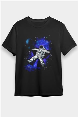 Astronot Siyah Unisex Tişört T-Shirt - TişörtFabrikası