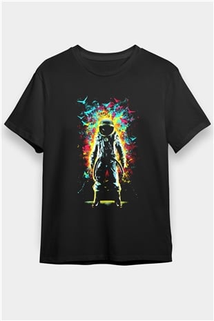 Astronot Siyah Unisex Tişört T-Shirt - TişörtFabrikası