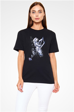 Astronot Siyah Unisex Tişört T-Shirt - TişörtFabrikası