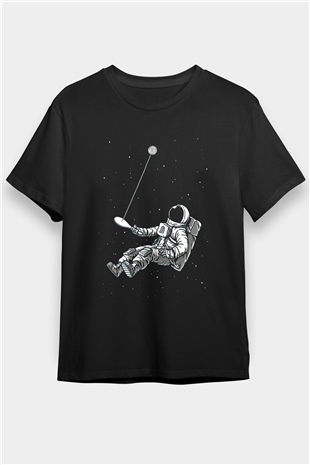 Astronot Siyah Unisex Tişört T-Shirt - TişörtFabrikası
