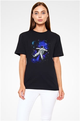 Astronot Siyah Unisex Tişört T-Shirt - TişörtFabrikası