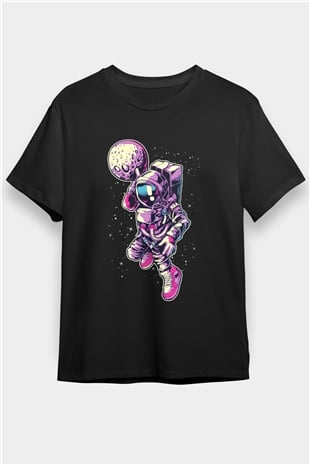 Astronot Siyah Unisex Tişört T-Shirt - TişörtFabrikası