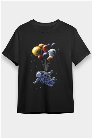 Astronot Siyah Unisex Tişört T-Shirt - TişörtFabrikası