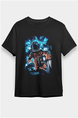 Astronot Siyah Unisex Tişört T-Shirt - TişörtFabrikası