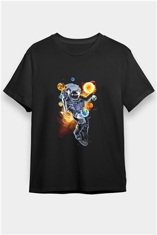 Astronot Siyah Unisex Tişört T-Shirt - TişörtFabrikası