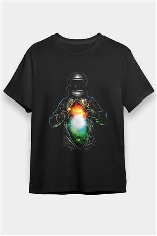 Astronot Siyah Unisex Tişört T-Shirt - TişörtFabrikası