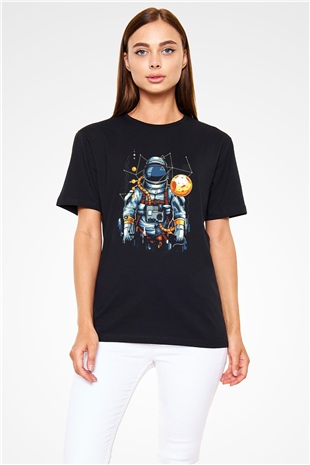 Astronot Siyah Unisex Tişört T-Shirt - TişörtFabrikası