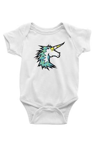 At Baskılı Beyaz Unisex Bebek Body - Zıbın