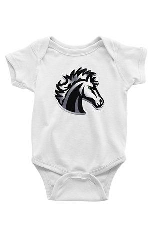 At Baskılı Beyaz Unisex Bebek Body - Zıbın