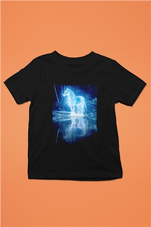 At Baskılı Unisex Siyah  Çocuk Tişört