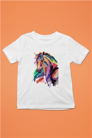 At Beyaz Unisex Çocuk Tişört