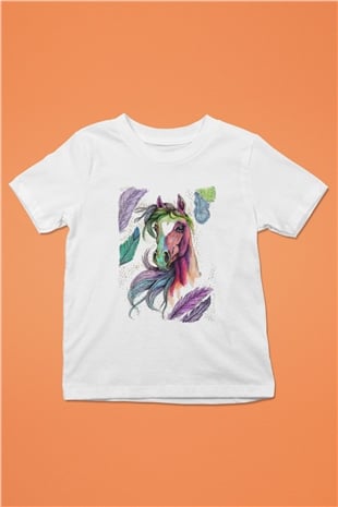 At Beyaz Unisex Çocuk Tişört