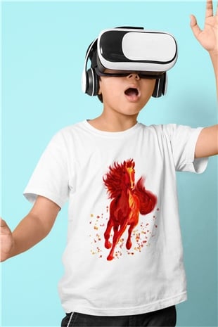At Beyaz Unisex Çocuk Tişört
